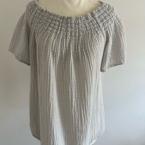 Michael Stars Light Gray Smocked Blouse